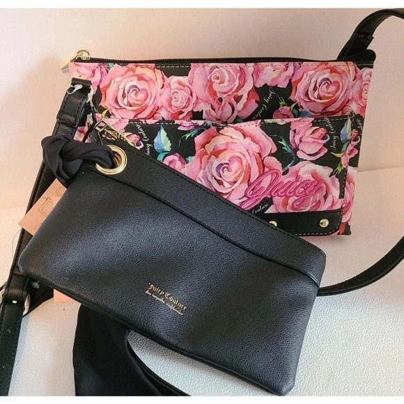 JUICY COUTURE IN BLOOM FLORAL CROSSBODY BAG PURSE WITH POUCH & SCARF NWT - Picture 3 of 8